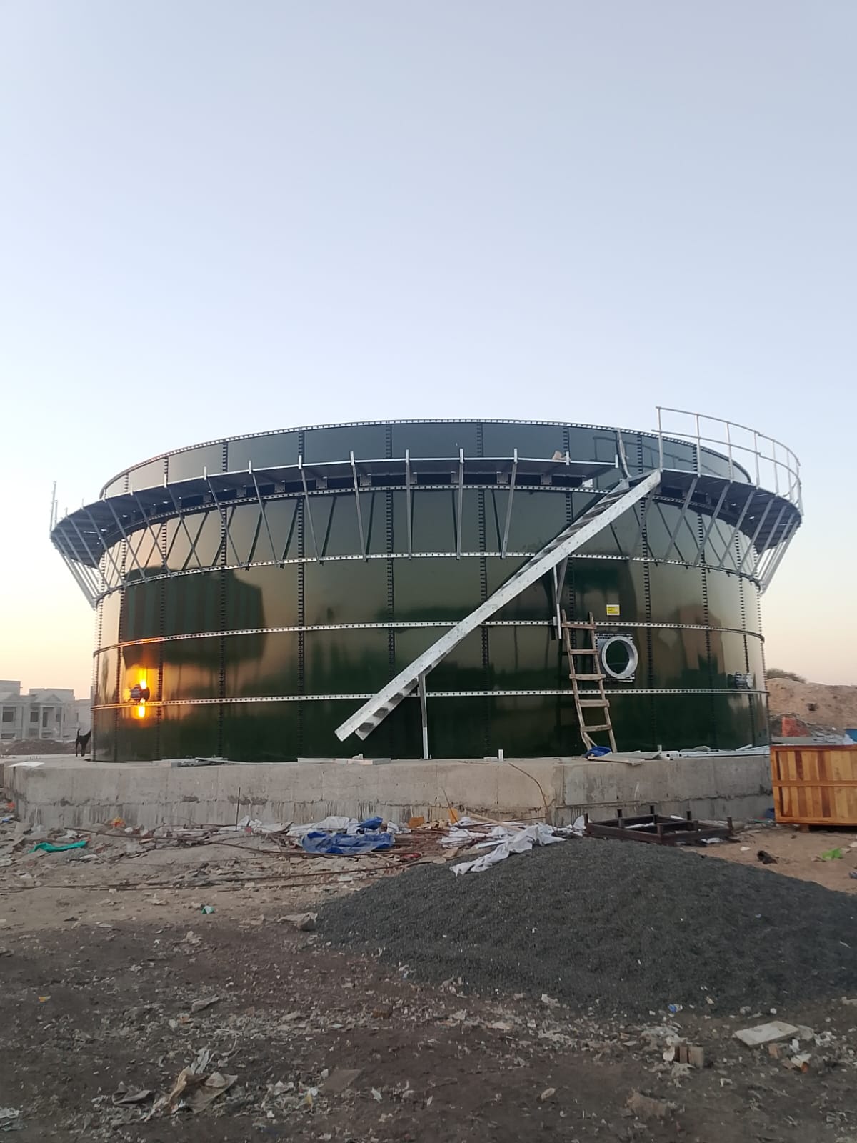 Glass fused to steel tank installation view 4