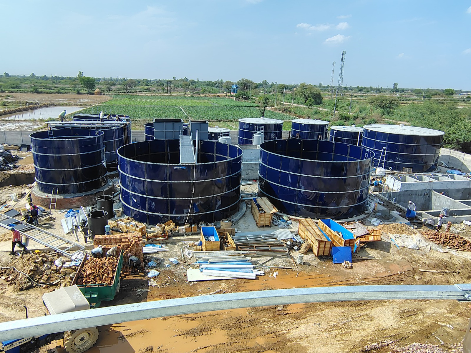 Glass fused to steel tank installation view 2
