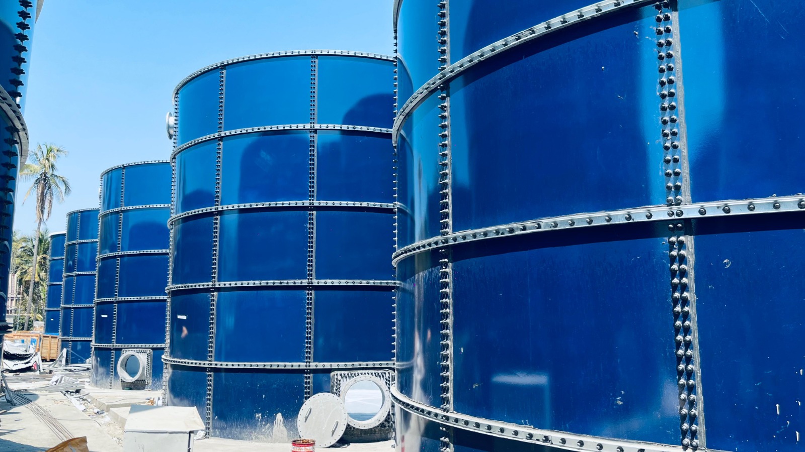 Glass fused to steel tank installation view 5